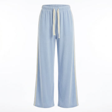 [WHOLESALE ONLY - CONTACT TO ORDER] Stretch Cotton Knit Wide-Leg Lounge Pants with Side Stripes (90% Cotton 10% Spandex) - Catalog Display Only (Do Not Order Directly)