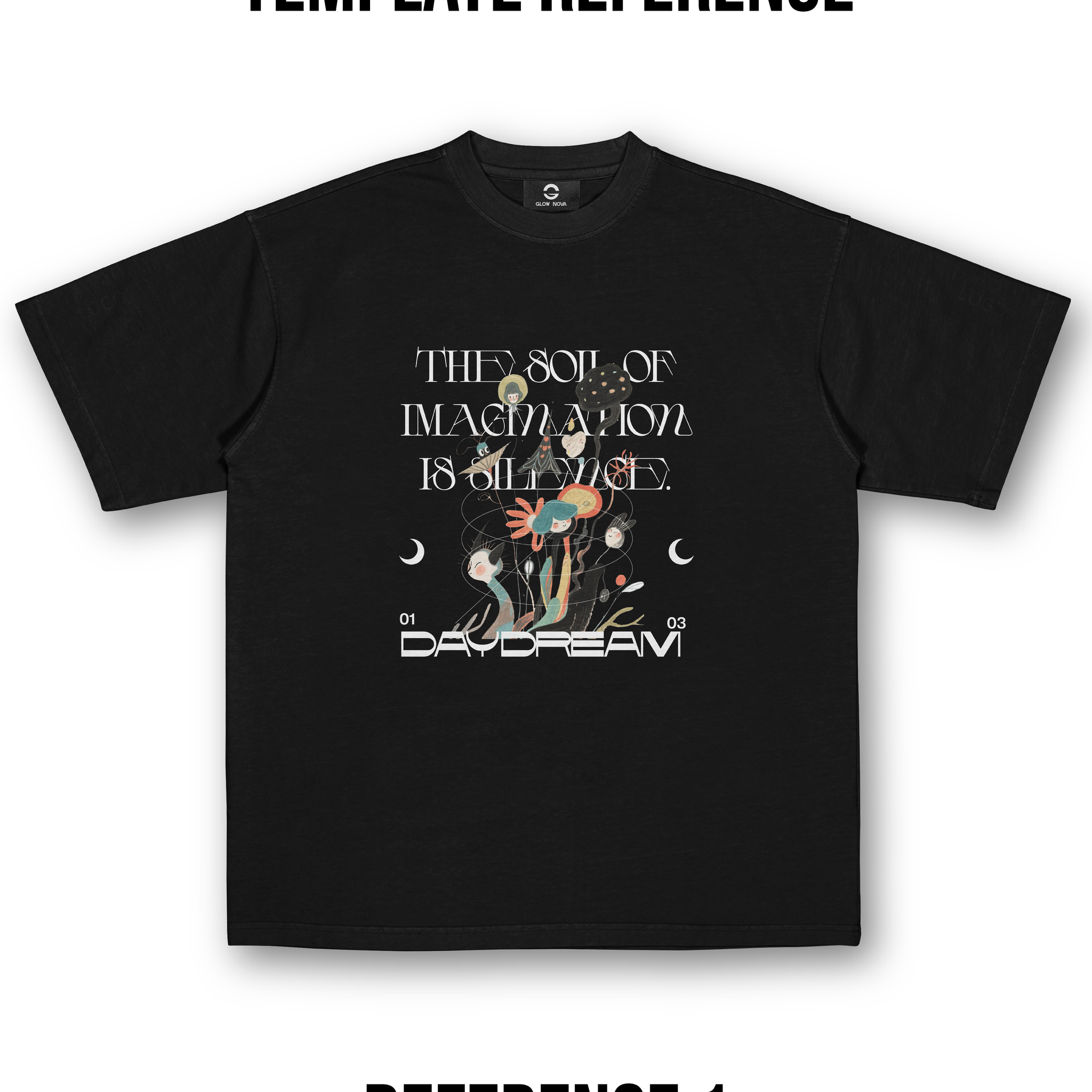 Custom T-shirt with large photo as main visual and subtle or bold text layered behind it — artistic editorial-style PNG design.