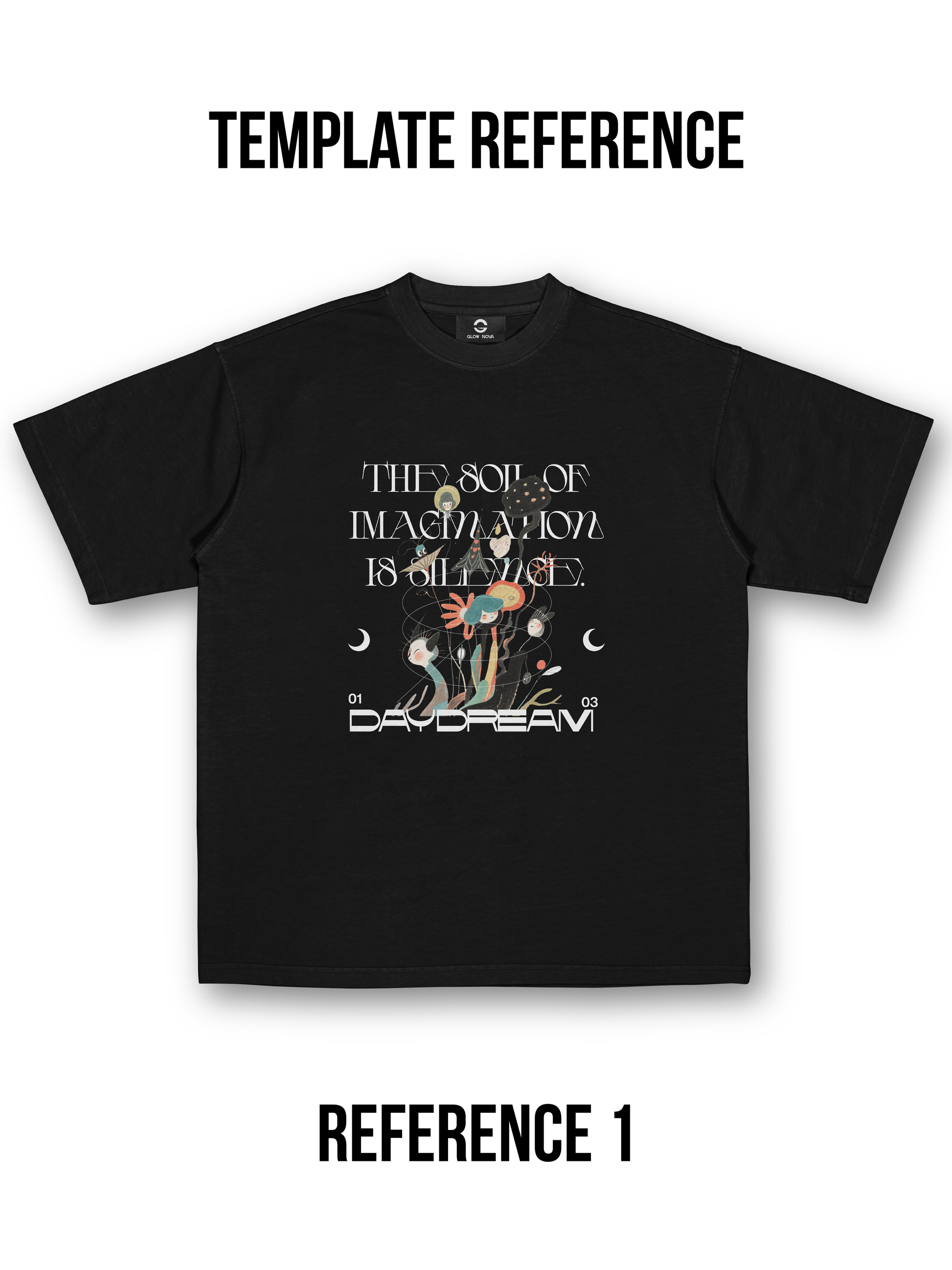 Custom T-shirt with large photo as main visual and subtle or bold text layered behind it — artistic editorial-style PNG design.