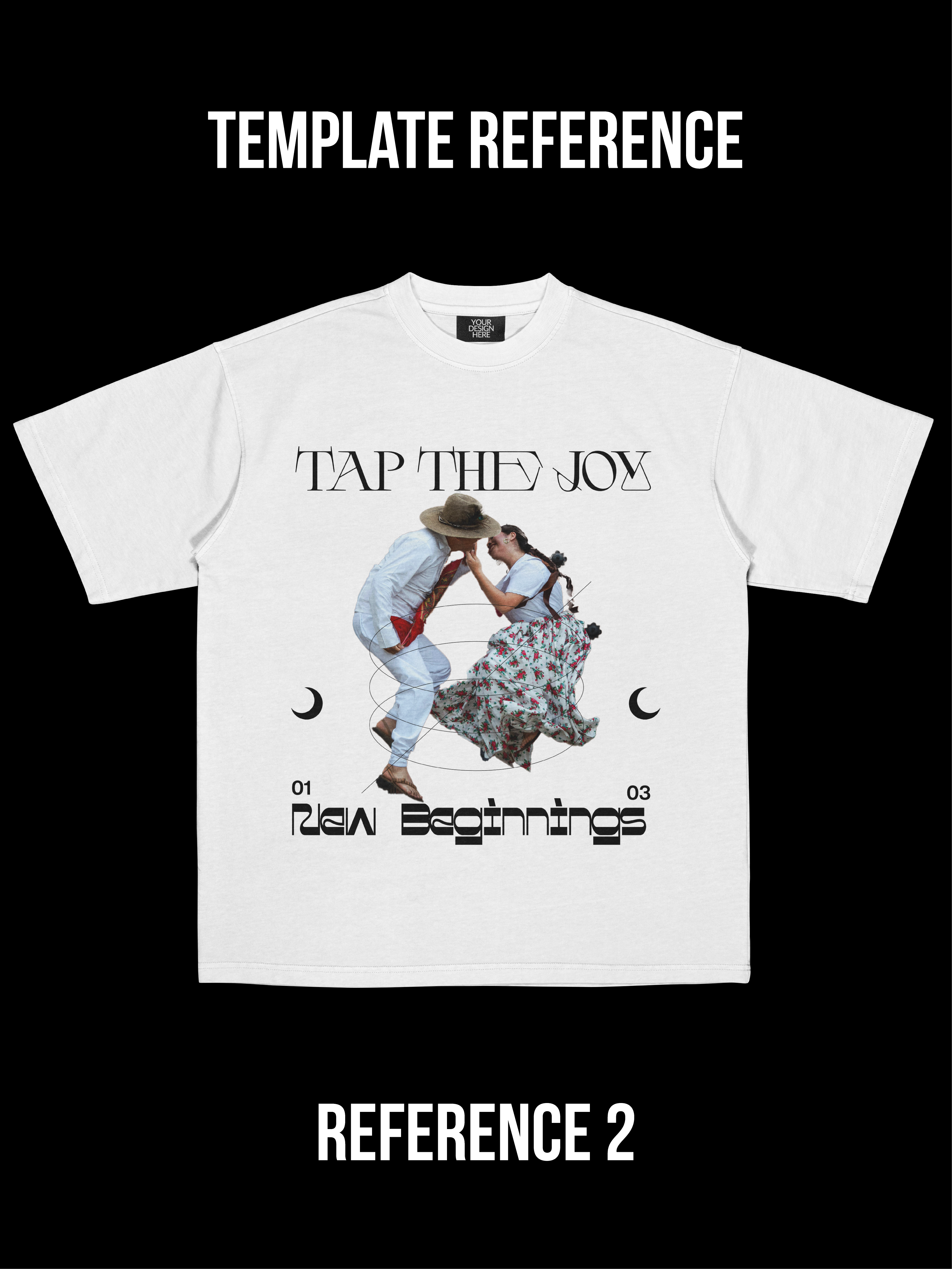 Custom T-shirt with large photo as main visual and subtle or bold text layered behind it — artistic editorial-style PNG design.