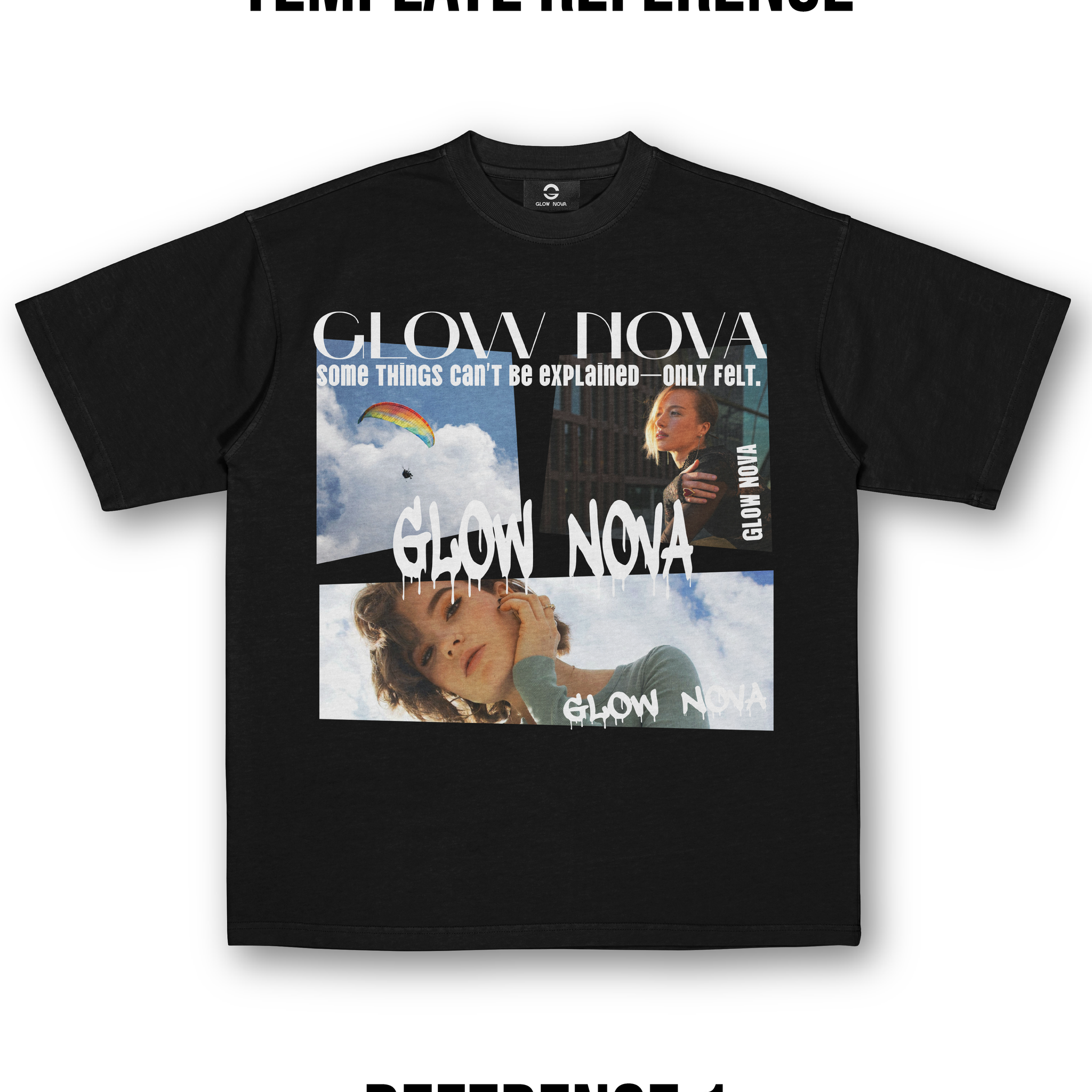 Custom T-shirt featuring a clean layout with three images and text — fully customizable visuals and typography, soft cotton, regular fit.