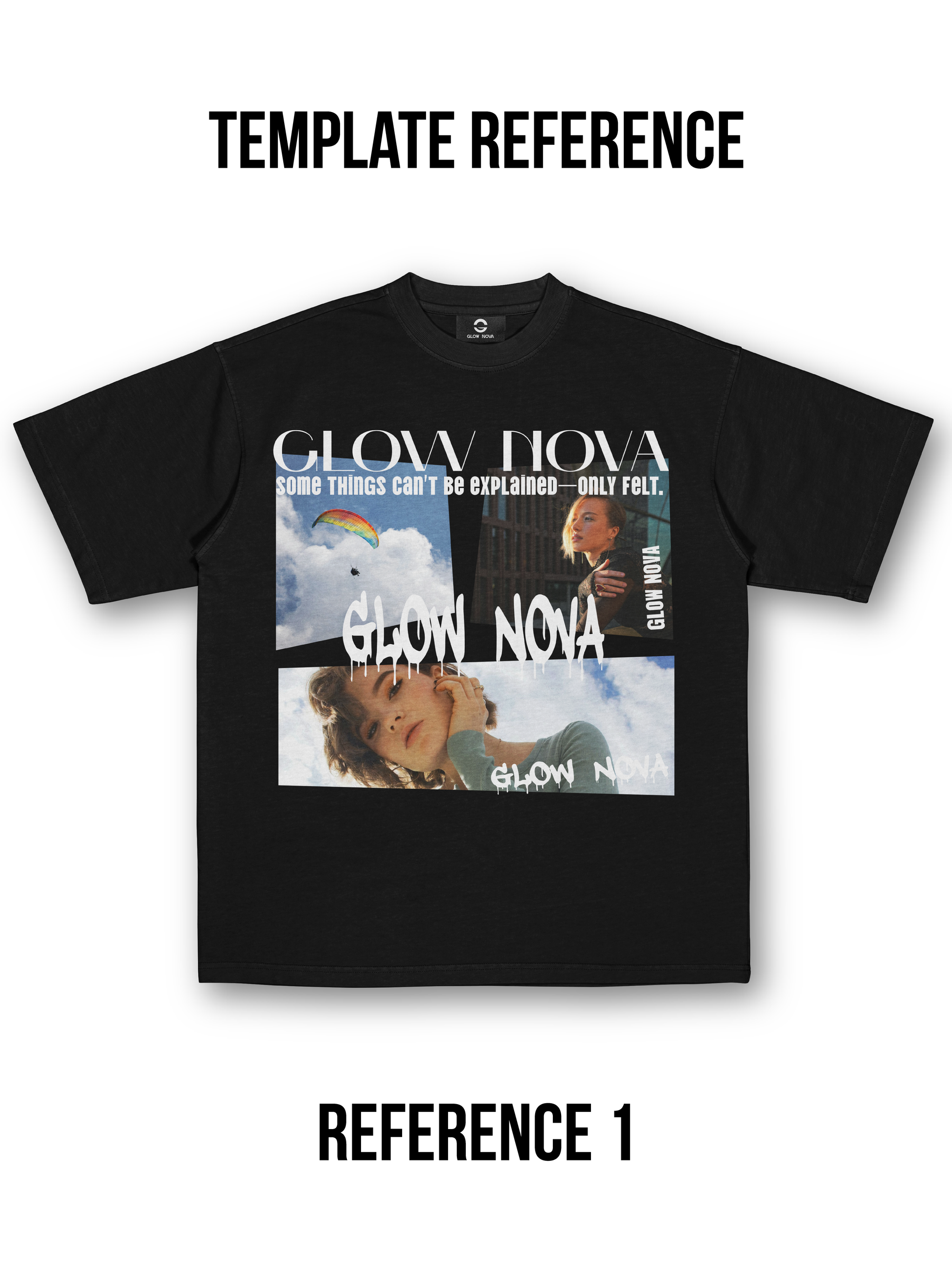 Custom T-shirt featuring a clean layout with three images and text — fully customizable visuals and typography, soft cotton, regular fit.