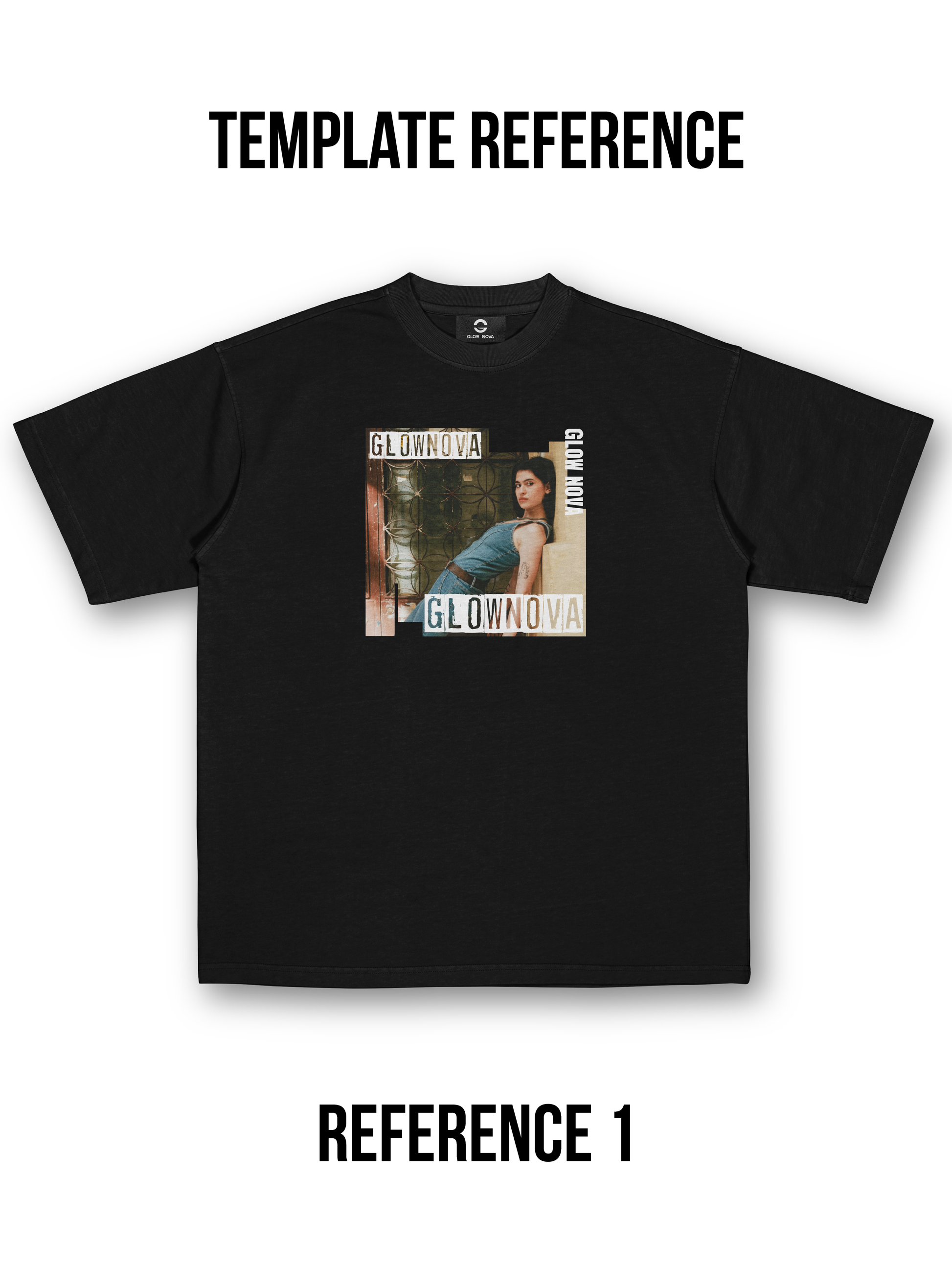 Custom T-shirt featuring three words arranged in horizontal and vertical layout with a square image — fully customizable text and visuals, soft cotton, comfortable fit.