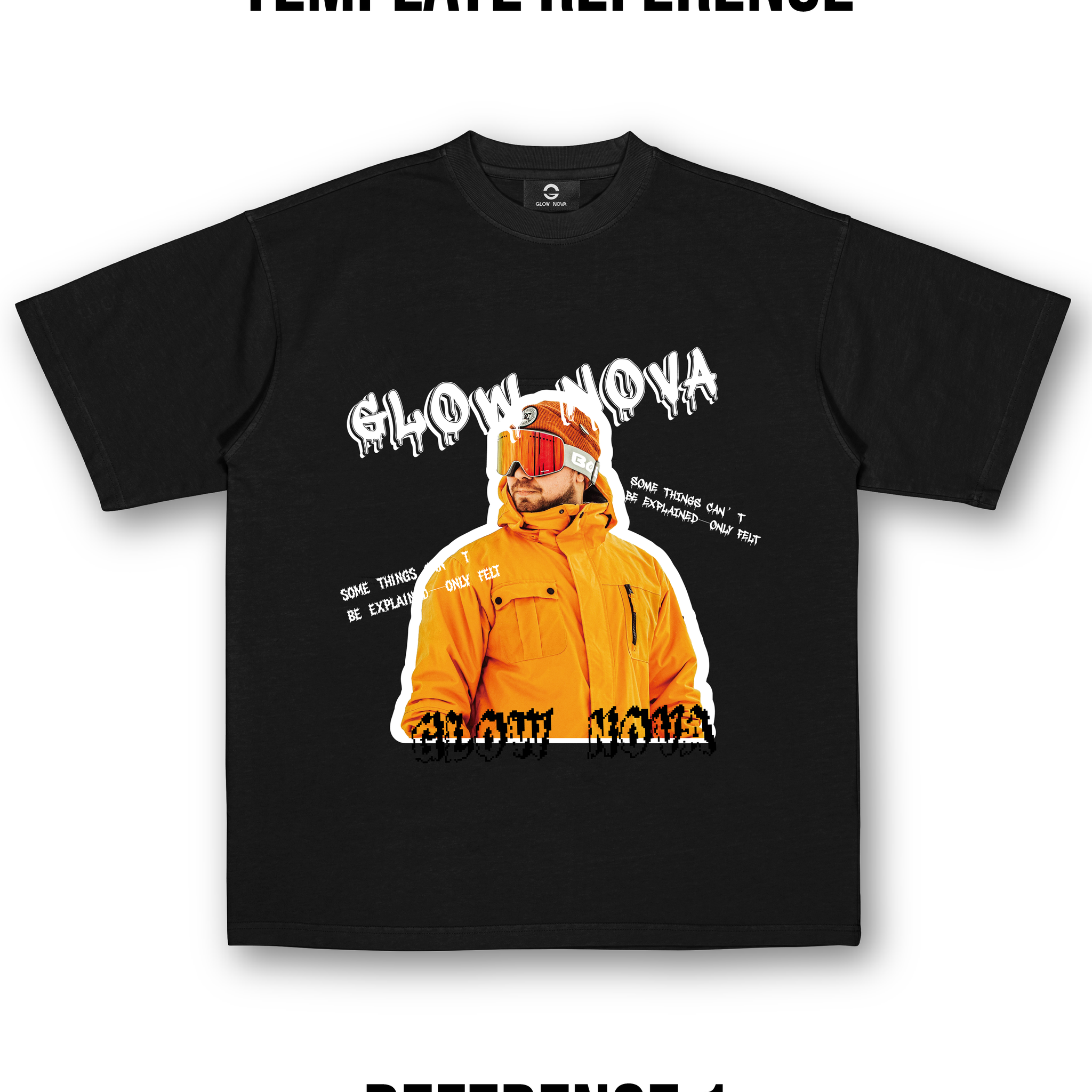 Custom T-shirt featuring a cutout PNG portrait as the main graphic — users can upload transparent images and combine with text, numbers, or supporting shapes, soft cotton, conceptual design.