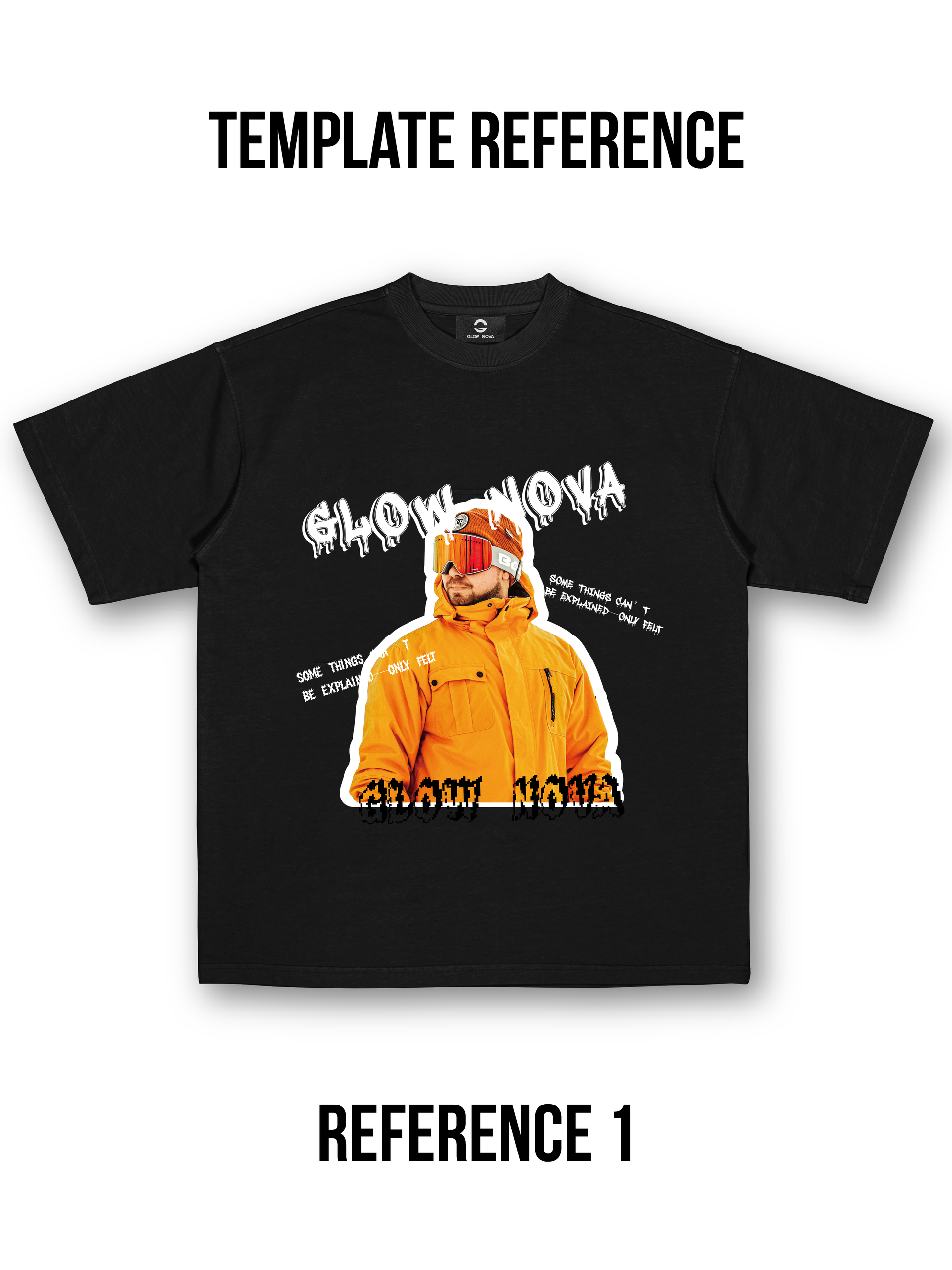 Custom T-shirt featuring a cutout PNG portrait as the main graphic — users can upload transparent images and combine with text, numbers, or supporting shapes, soft cotton, conceptual design.