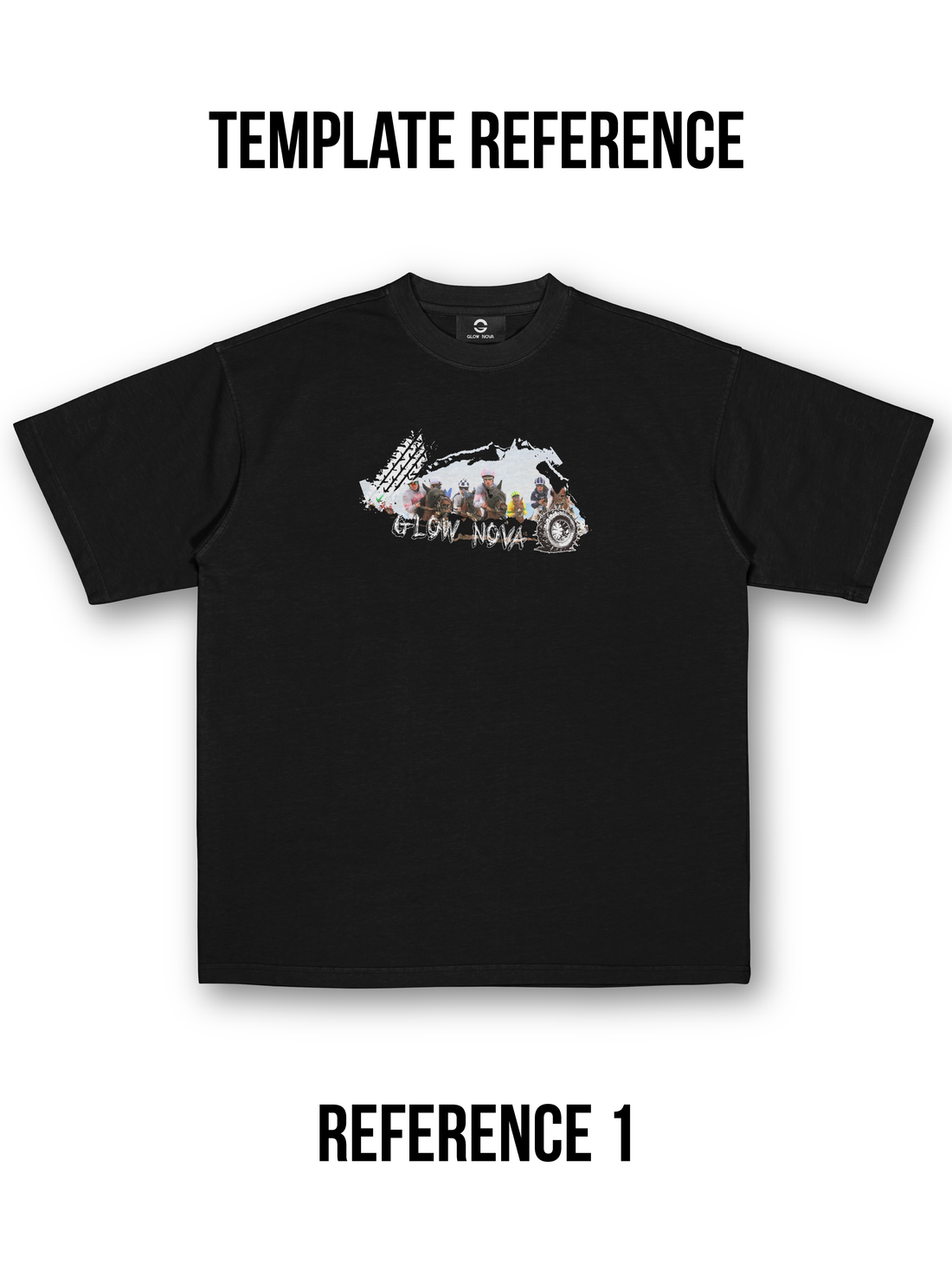 Custom T-shirt featuring torn-edge graphics with editable text and stickers — fully customizable images, phrases, and stickers, high-quality cotton, bold collage or street-inspired design.