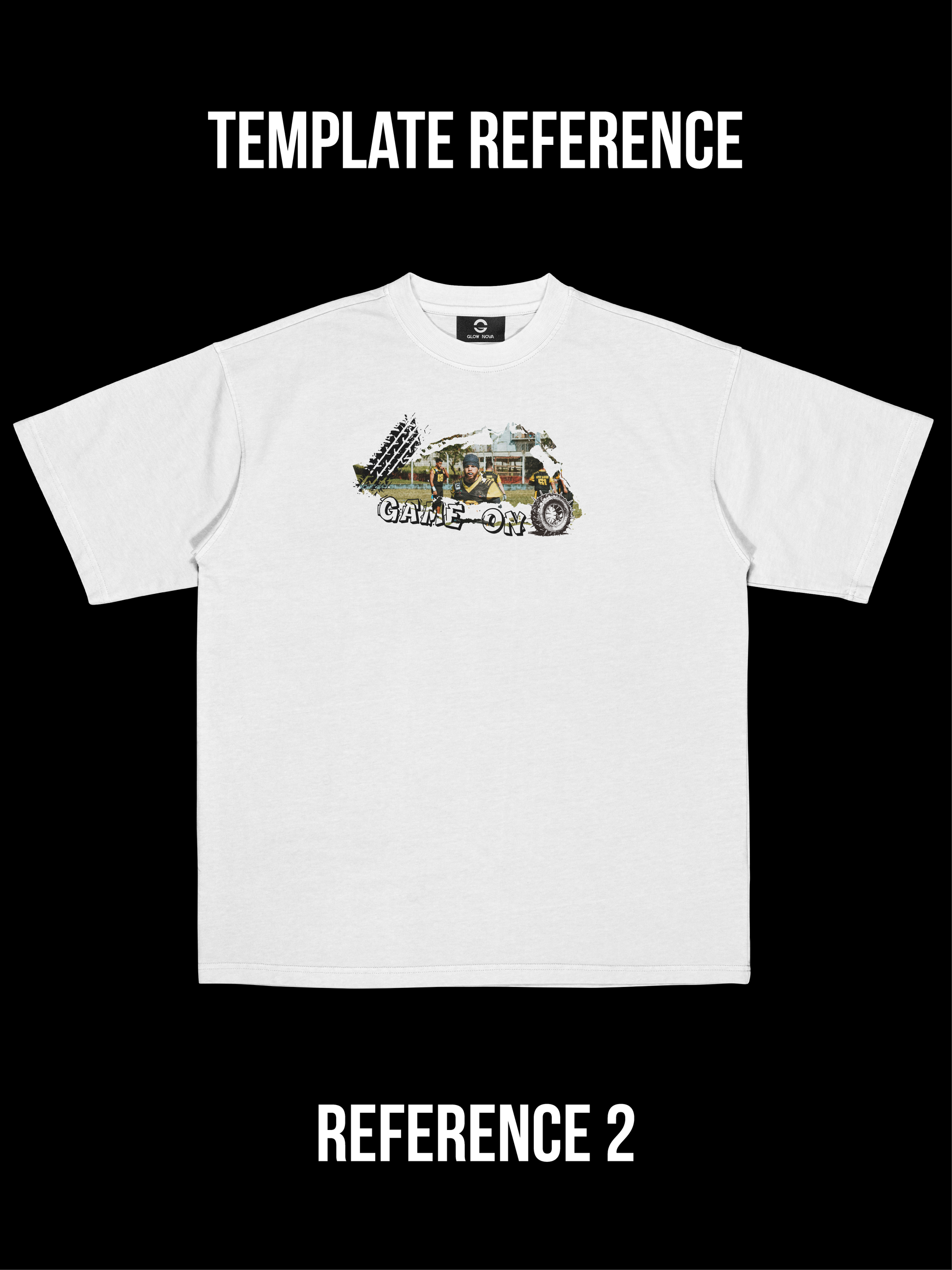 Custom T-shirt featuring torn-edge graphics with editable text and stickers — fully customizable images, phrases, and stickers, high-quality cotton, bold collage or street-inspired design.