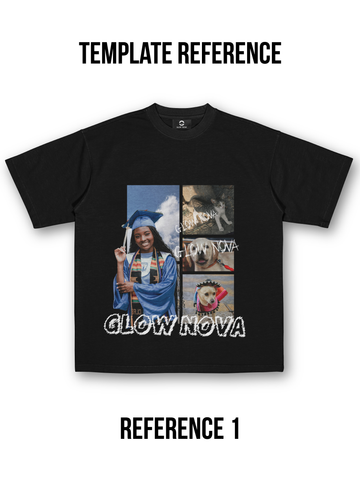 Custom T-shirt featuring a background image with layered PNG element and customizable text — upload your own background, transparent PNG, and text, soft cotton, rich layered visual design.