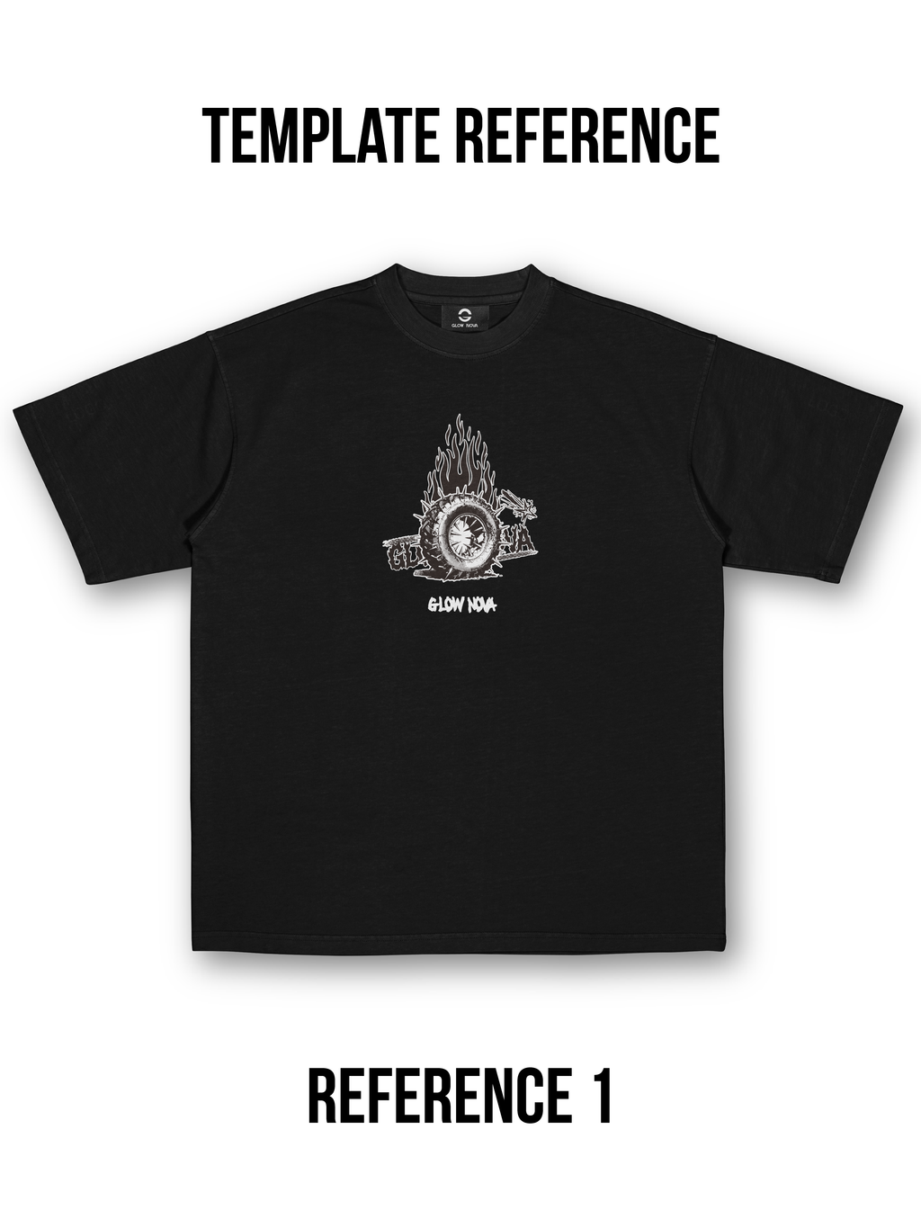 Custom T-shirt with multiple transparent PNG elements — upload icons, stickers, cutouts, freely arranged, soft cotton, flexible and expressive design.