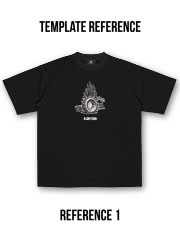 Custom T-shirt with multiple transparent PNG elements — upload icons, stickers, cutouts, freely arranged, soft cotton, flexible and expressive design.