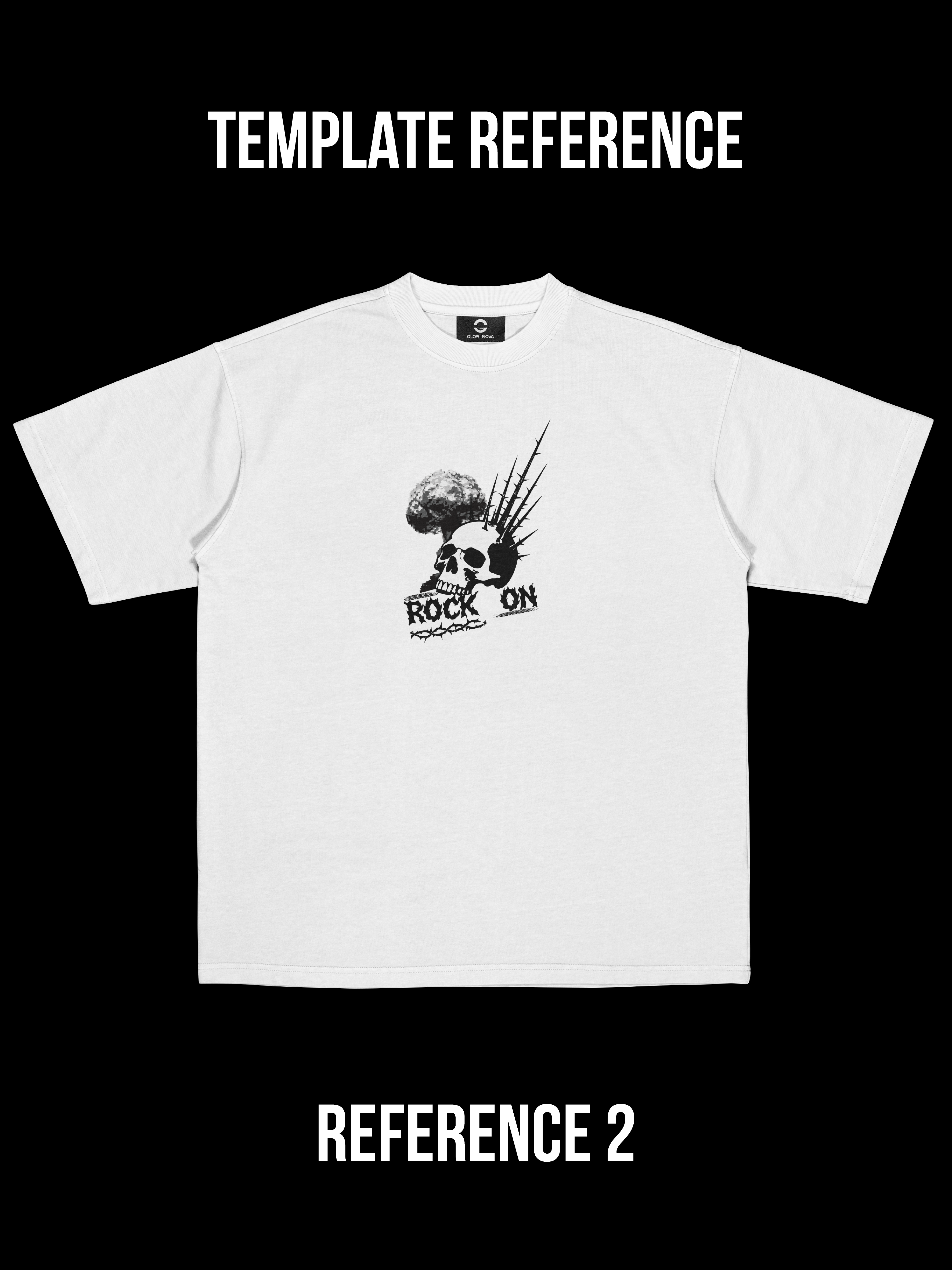 Custom T-shirt with multiple transparent PNG elements — upload icons, stickers, cutouts, freely arranged, soft cotton, flexible and expressive design.