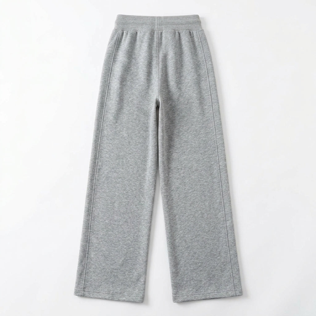 [WHOLESALE ONLY - CONTACT TO ORDER] Women's 90% Cotton 10% Spandex Heavyweight Pin-Tuck Wide-Leg Sweatpants with Drawstring Waist (Heather Grey) - Catalog Display Only (Do Not Order Directly)
