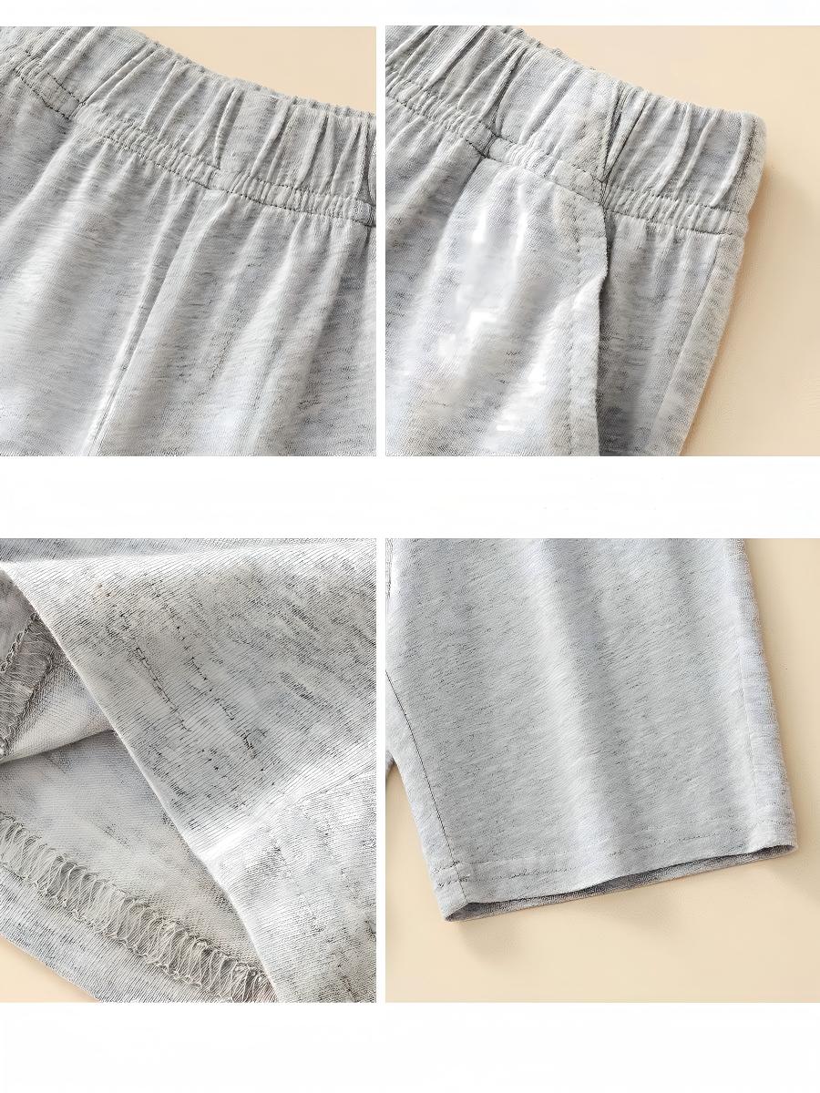[WHOLESALE ONLY - CONTACT TO ORDER] Kids Unisex 100% Combed Cotton Casual Elastic Waist Shorts with Pockets (Heather Grey) [KW-254]
