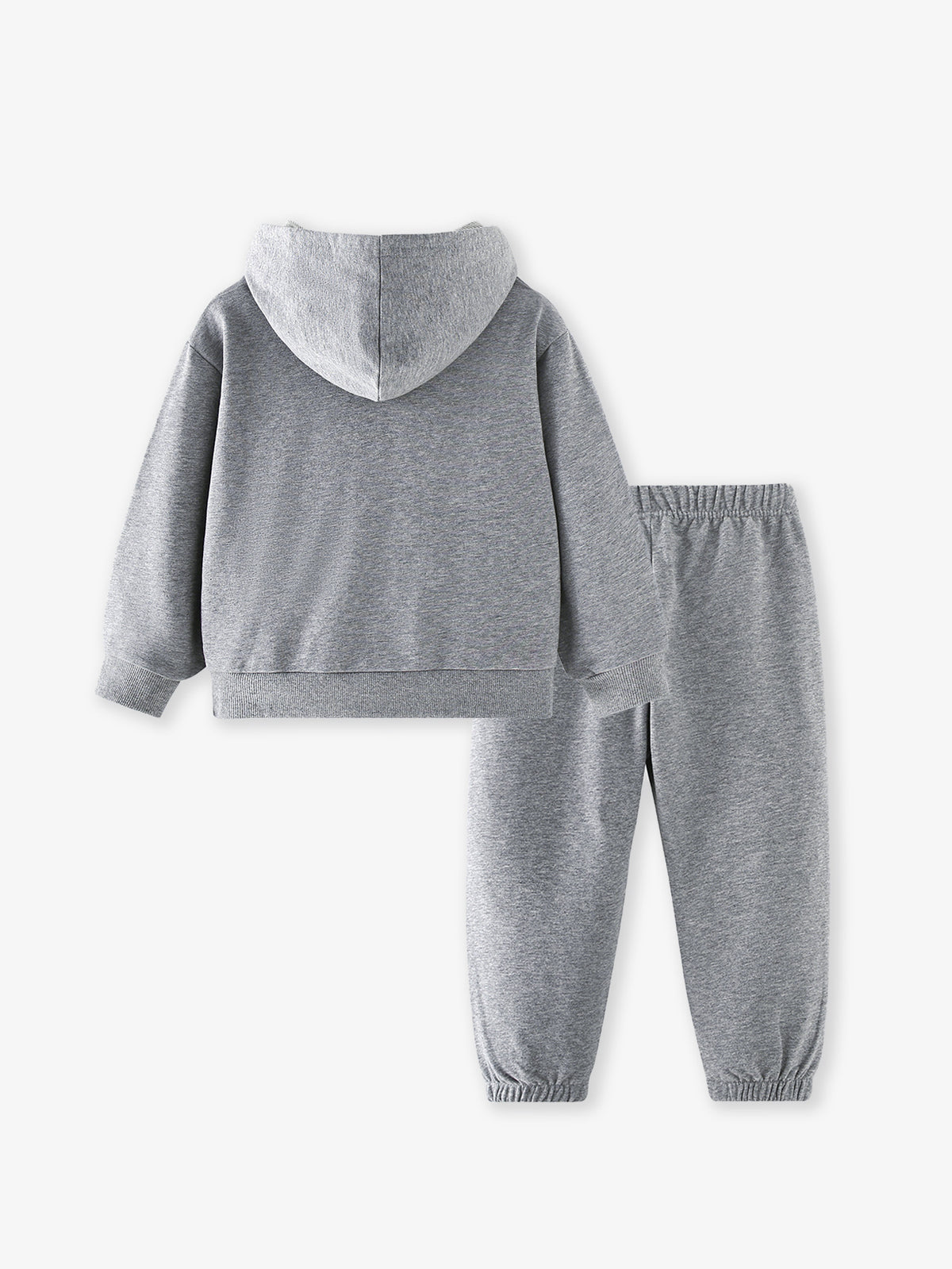 [WHOLESALE ONLY - CONTACT TO ORDER] Kids Unisex Heavyweight Cotton French Terry Blank Hoodie & Sweatpants 2-Piece Sweatsuit Set (Heather Grey) [KW-242]