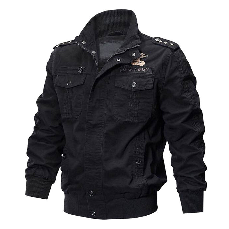 [WHOLESALE ONLY - CONTACT TO ORDER] Men's Heavyweight Cotton Canvas Military Tactical Cargo Jacket with Ribbed Collar & Multi-Pockets [AW-249]