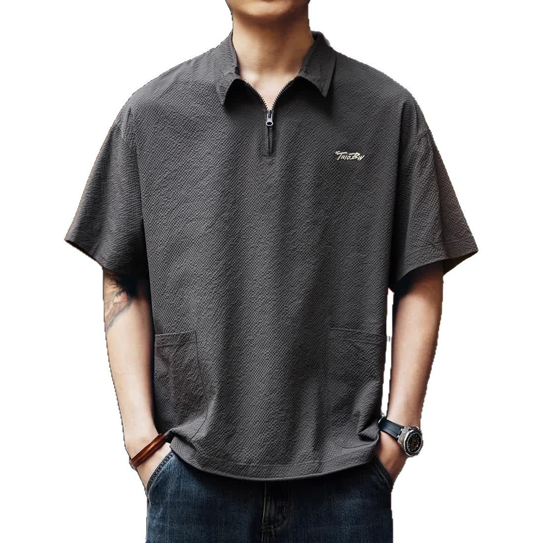 Men’s Quick-Dry Polo Shirt – Lightweight Textured Cooling Fabric, Relaxed Fit Summer Tee[NA-013]