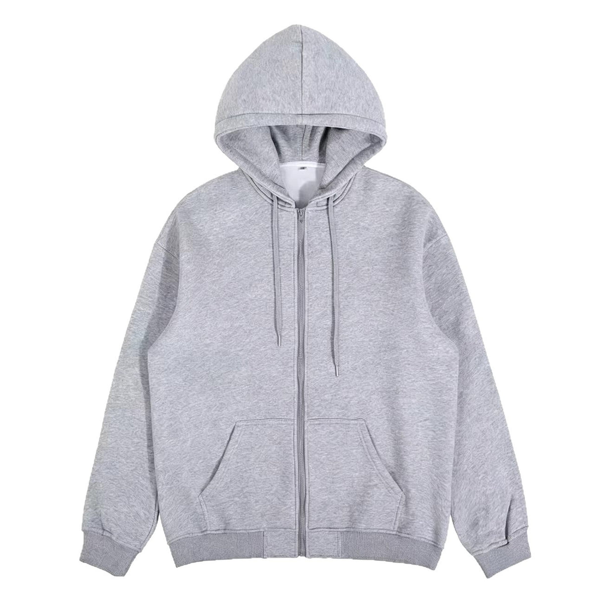 [WHOLESALE ONLY - CONTACT TO ORDER] Unisex Heavyweight 75% Cotton Full-Zip Oversized Kangaroo Pocket Hoodie (Classic Heather Grey) [AW-427]