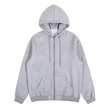 [WHOLESALE ONLY - CONTACT TO ORDER] Unisex Heavyweight 75% Cotton Full-Zip Oversized Kangaroo Pocket Hoodie (Classic Heather Grey) [AW-427]