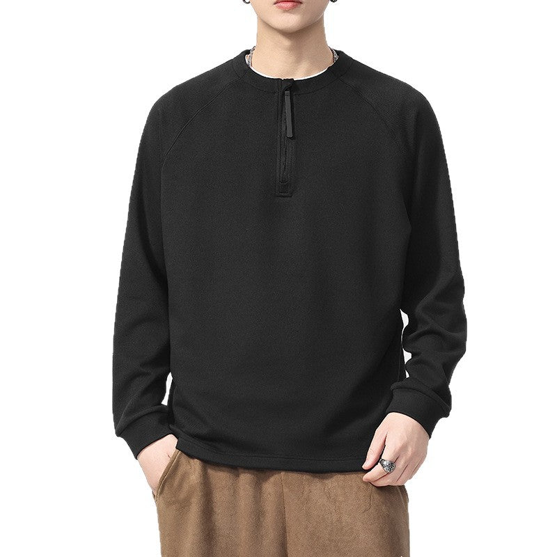 [WHOLESALE ONLY - CONTACT TO ORDER] Unisex Relaxed Fit Heavyweight 75% Cotton Fleece Quarter-Zip Raglan Sweatshirt (Jet Black) [AW-285]