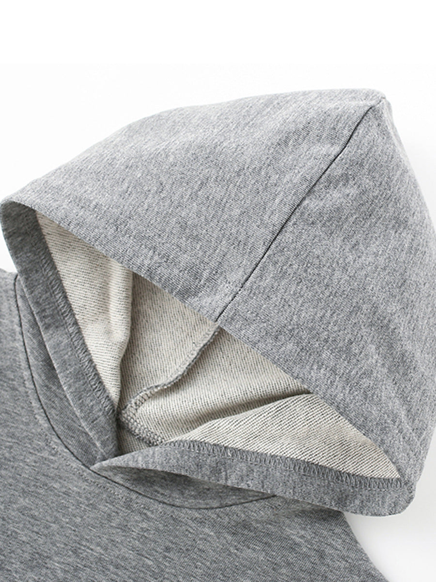 [WHOLESALE ONLY - CONTACT TO ORDER] Kids Unisex Heavyweight Cotton French Terry Blank Hoodie & Sweatpants 2-Piece Sweatsuit Set (Heather Grey) [KW-242]