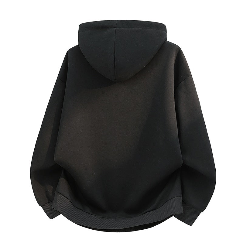 [WHOLESALE ONLY - CONTACT TO ORDER] Unisex Relaxed Fit Heavyweight Cotton Blend Quarter-Zip Hooded Sweatshirt with Contrast Hood (Jet Black) [AW-299]