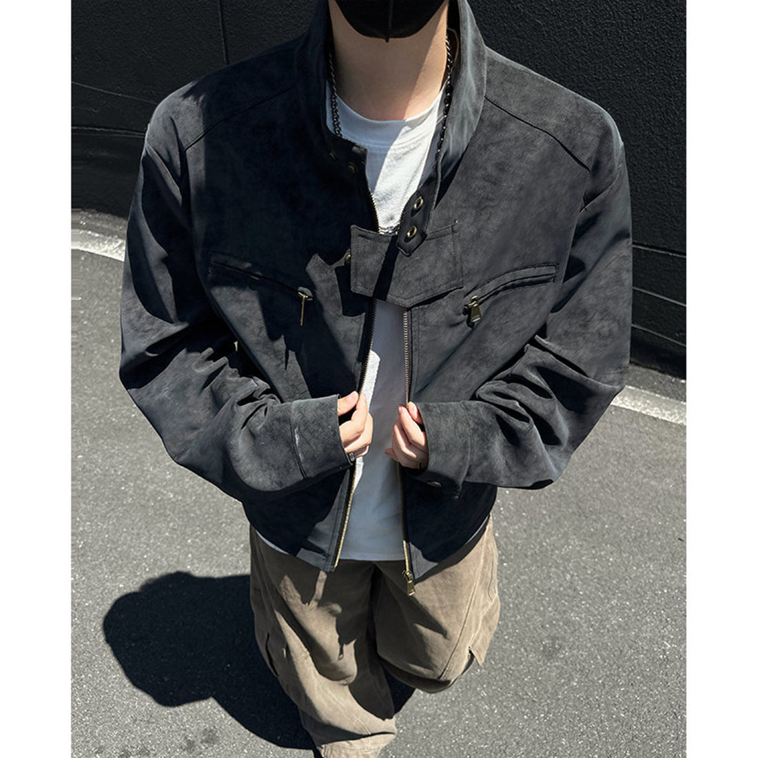 Men’s Minimalist PU Leather Jacket – Cropped Loose Fit Casual Coat, Old Money Style Outerwear[NA-019]