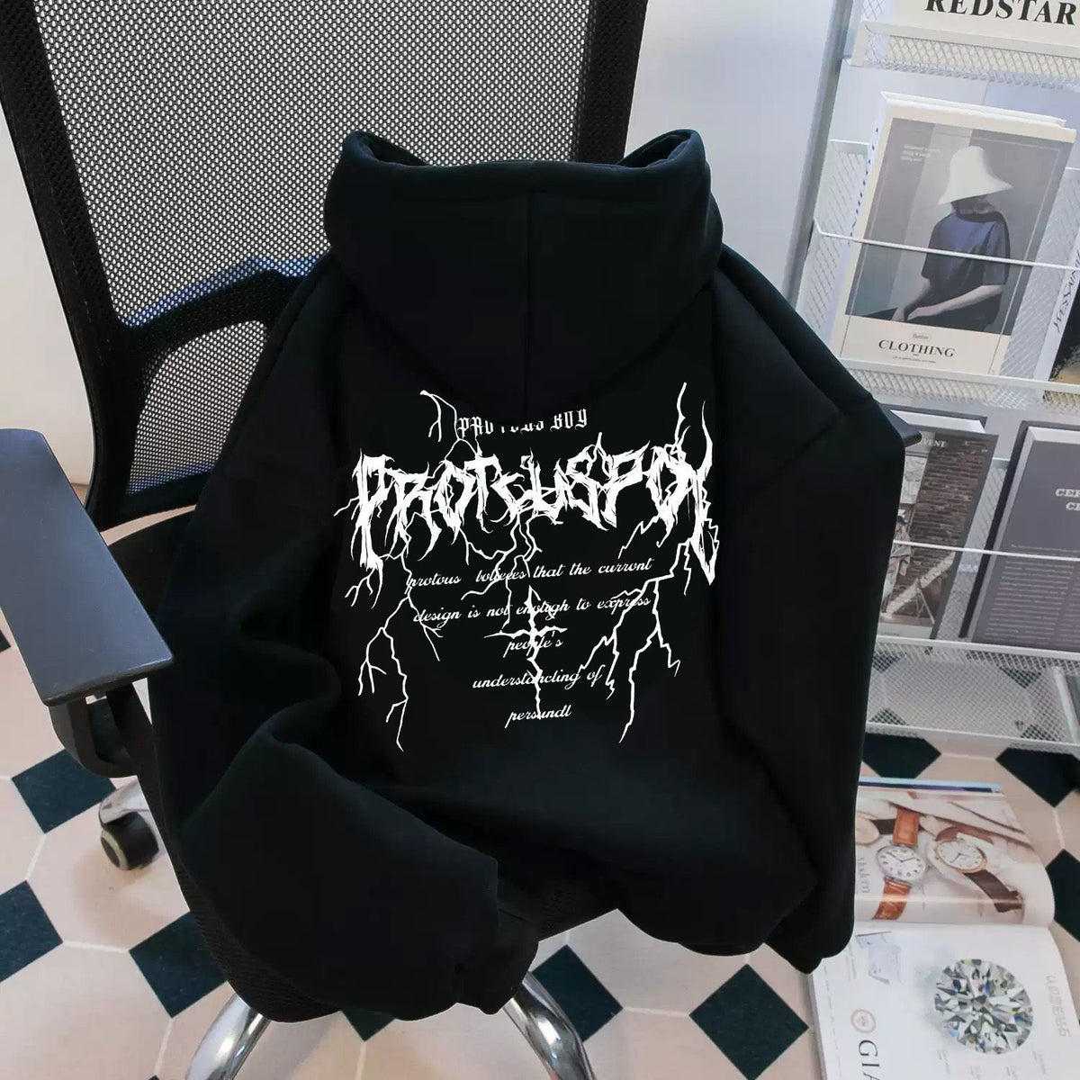 [WHOLESALE ONLY - CONTACT TO ORDER] Unisex Heavyweight Cotton Fleece Oversized Gothic Metal Graphic Pullover Hoodie[AW-137]