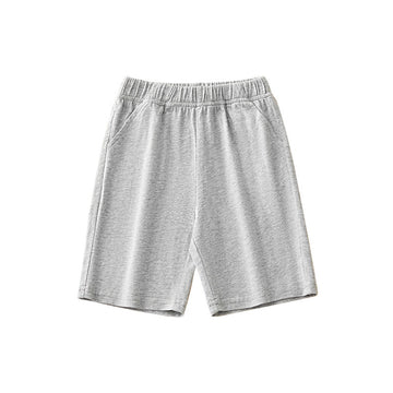 [WHOLESALE ONLY - CONTACT TO ORDER] Kids Unisex 100% Combed Cotton Casual Elastic Waist Shorts with Pockets (Heather Grey) [KW-254]