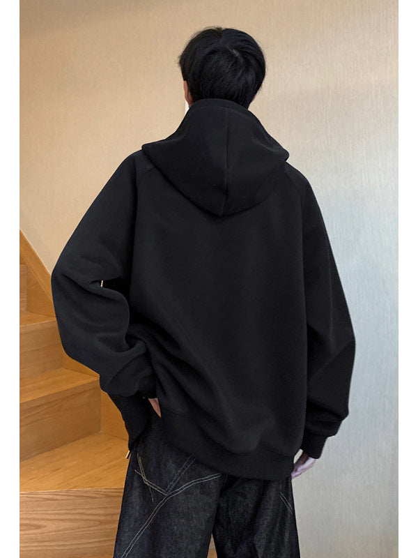 [WHOLESALE ONLY - CONTACT TO ORDER] Unisex Heavyweight 70% Cotton Tartan Plaid Lined Full-Zip Fleece Hoodie Jacket (Midnight Black / Red Plaid) [AW-384]