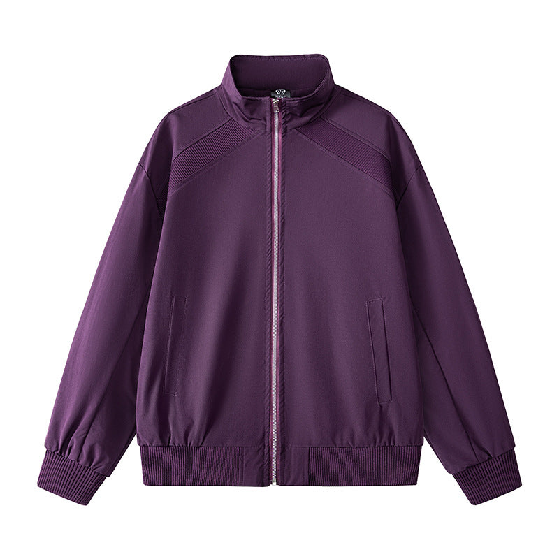 [WHOLESALE ONLY - CONTACT TO ORDER] Men's Stand Collar Ribbed Yoke Cotton Blend Zip-Up Windbreaker Bomber Jacket [AW-248]