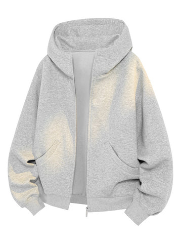 [WHOLESALE ONLY - CONTACT TO ORDER] Men's Korean Clean Fit Heavyweight Scuba Fleece High-Neck Two-Way Full-Zip Hoodie (Heather Grey Melange) [AW-340]