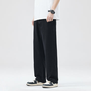 [WHOLESALE ONLY - CONTACT TO ORDER] Men's Japanese City Boy 100% Cotton Washed Twill Relaxed Wide-Leg Chino Work Pants (Washed Obsidian Black) [AW-330]