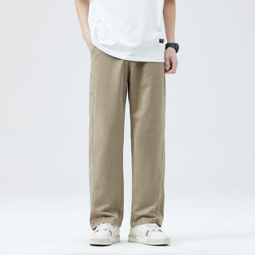 [WHOLESALE ONLY - CONTACT TO ORDER] Men's Japanese City Boy 100% Cotton Washed Twill Relaxed Wide-Leg Chino Work Pants (Washed Light Khaki) [AW-329]