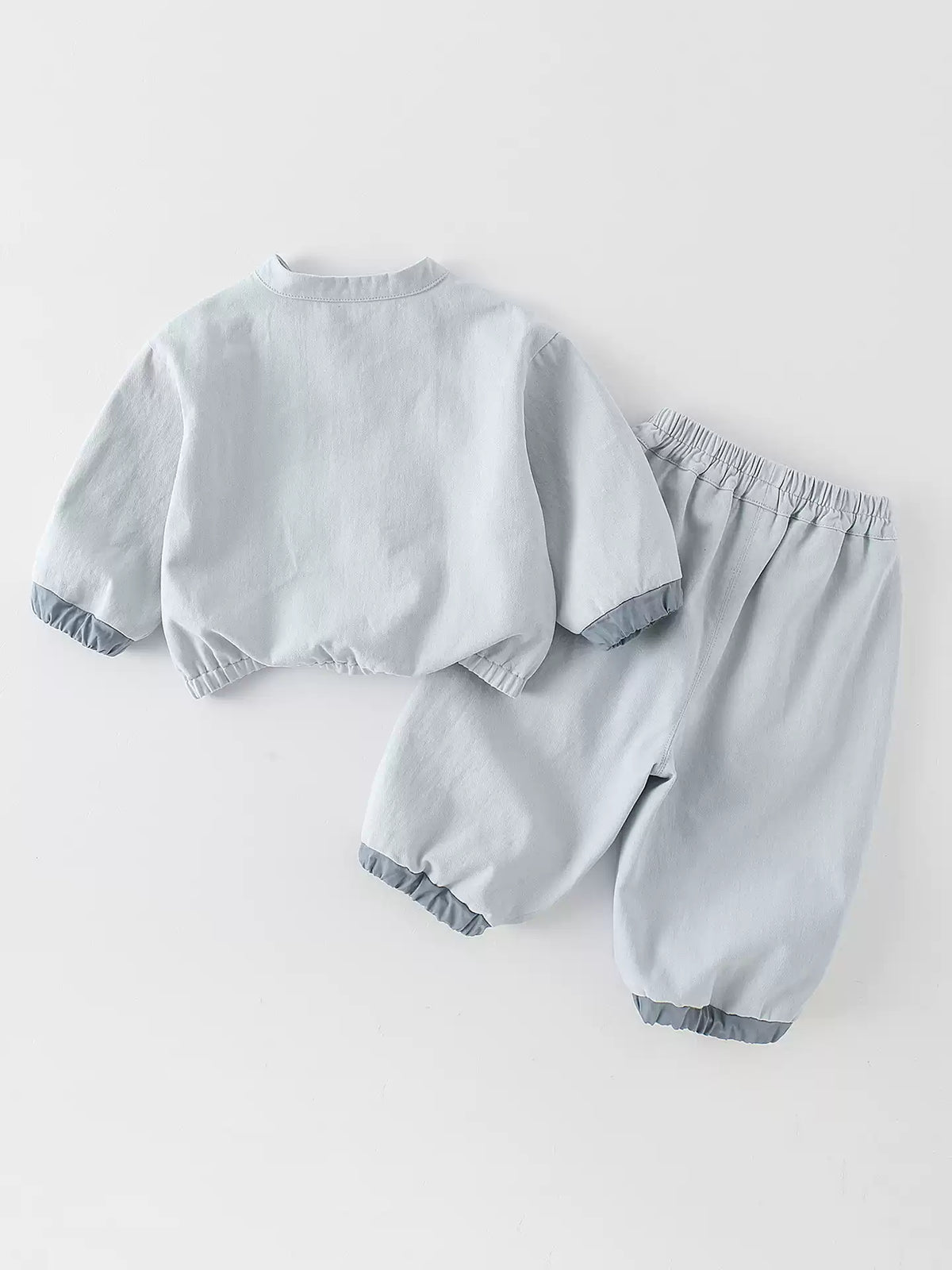 [WHOLESALE ONLY - CONTACT TO ORDER] Toddler Boys Lightweight Cotton Twill Windbreaker Pullover & Balloon Jogger Pants Set - 3D Padded Elephant Pocket Tracksuit [KW-157]