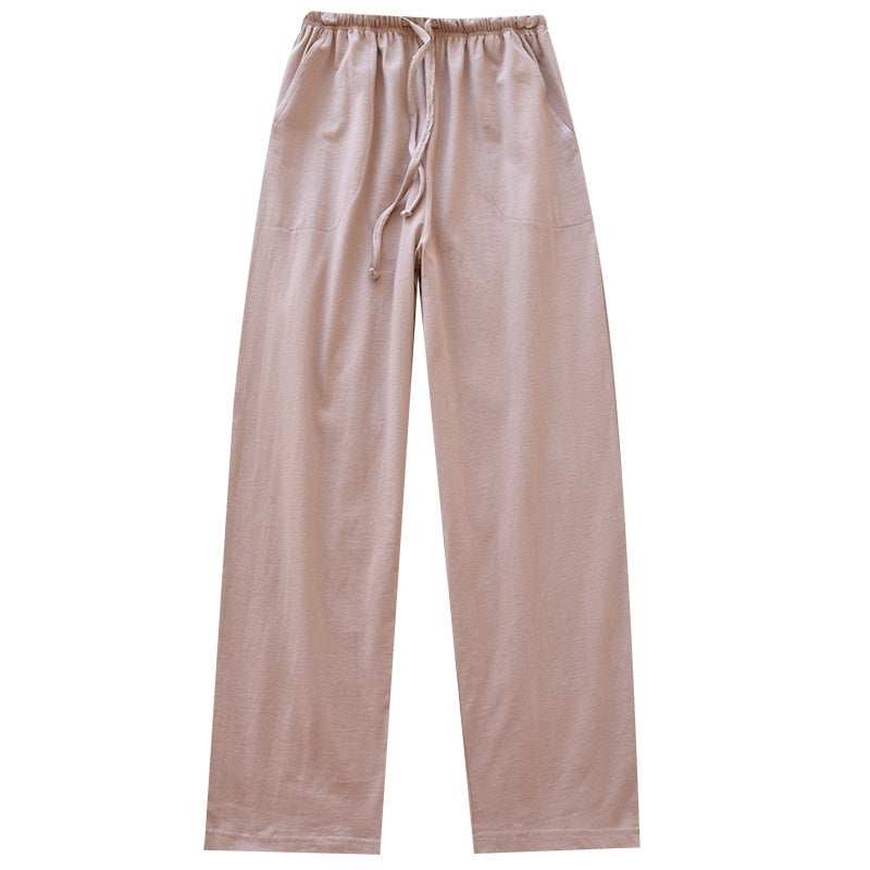 [WHOLESALE ONLY - CONTACT TO ORDER] Women's Stretch Cotton Knit Wide-Leg Pajama Lounge Pants with Drawstring Waist (90% Cotton, 10% Spandex)[AW-136]
