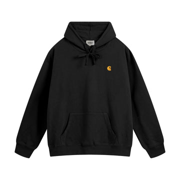 [WHOLESALE ONLY - CONTACT TO ORDER] Unisex Heavyweight Cotton Fleece Relaxed Pullover Hoodie with Golden C-Wave Chest Embroidery [AW-141]