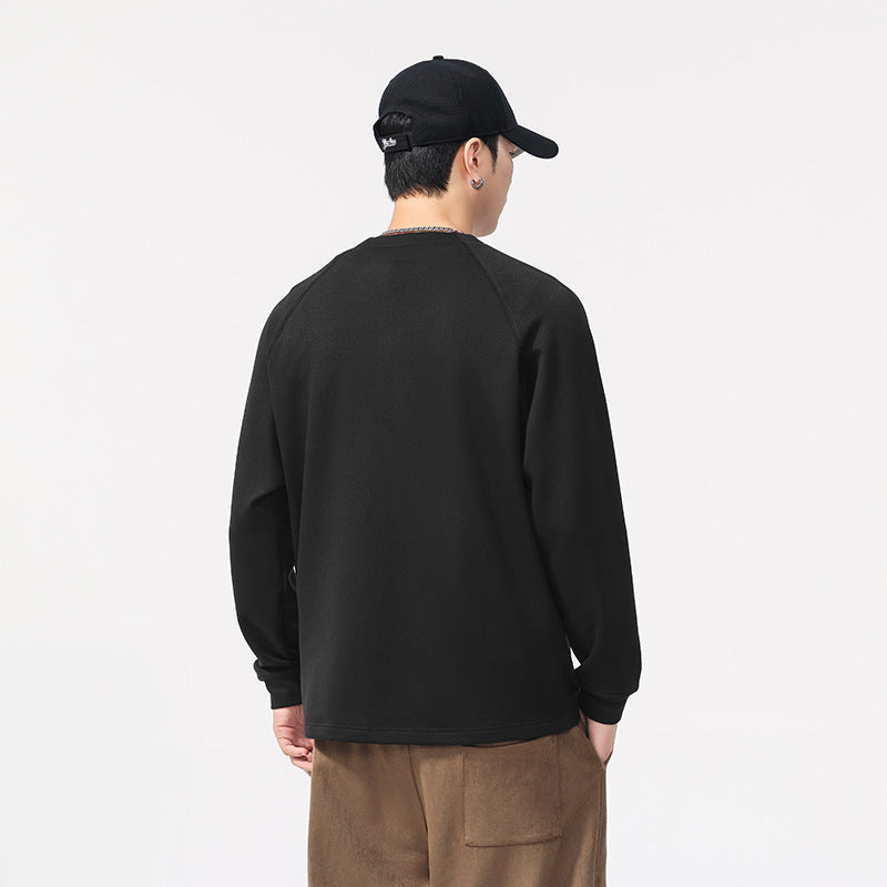 [WHOLESALE ONLY - CONTACT TO ORDER] Unisex Relaxed Fit Heavyweight 75% Cotton Fleece Quarter-Zip Raglan Sweatshirt (Jet Black) [AW-285]