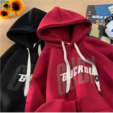 [WHOLESALE ONLY - CONTACT TO ORDER] Unisex Heavyweight Fleece-Lined Oversized Graphic Hoodie with Flat Drawstrings & Lettering [AW-138]