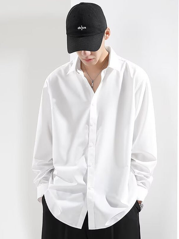 [WHOLESALE ONLY - CONTACT TO ORDER] Unisex Relaxed Fit 100% Combed Cotton Solid White Long Sleeve Drop-Shoulder Poplin Shirt [AW-276]