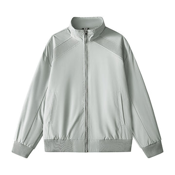 [WHOLESALE ONLY - CONTACT TO ORDER] Men's Stand Collar Ribbed Yoke Cotton Blend Zip-Up Windbreaker Bomber Jacket [AW-248]
