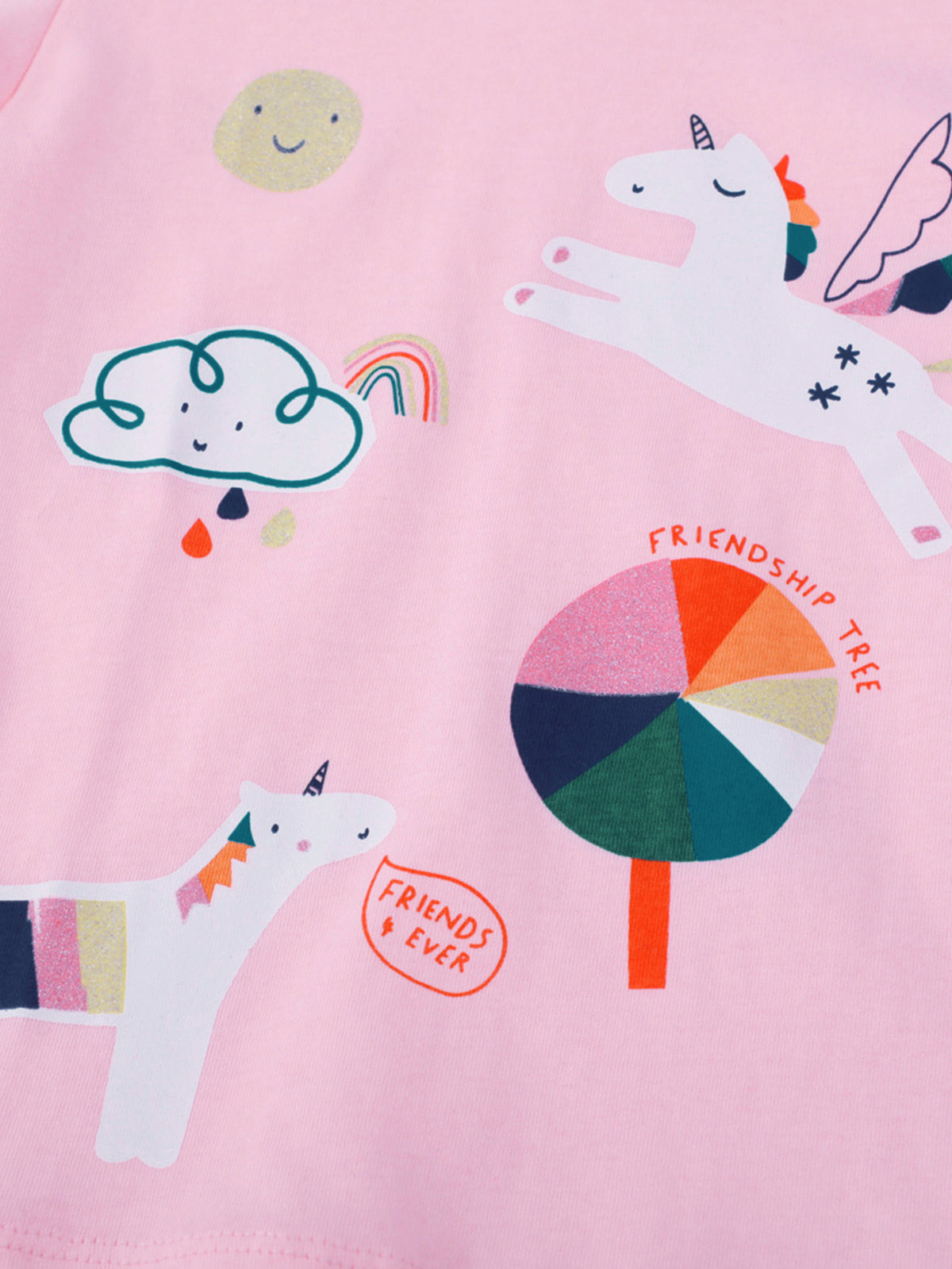 [WHOLESALE ONLY - CONTACT TO ORDER] Toddler & Girls 100% Combed Cotton Unicorn Rainbow Long Sleeve T-Shirt (Pastel Pink) [KW-240]