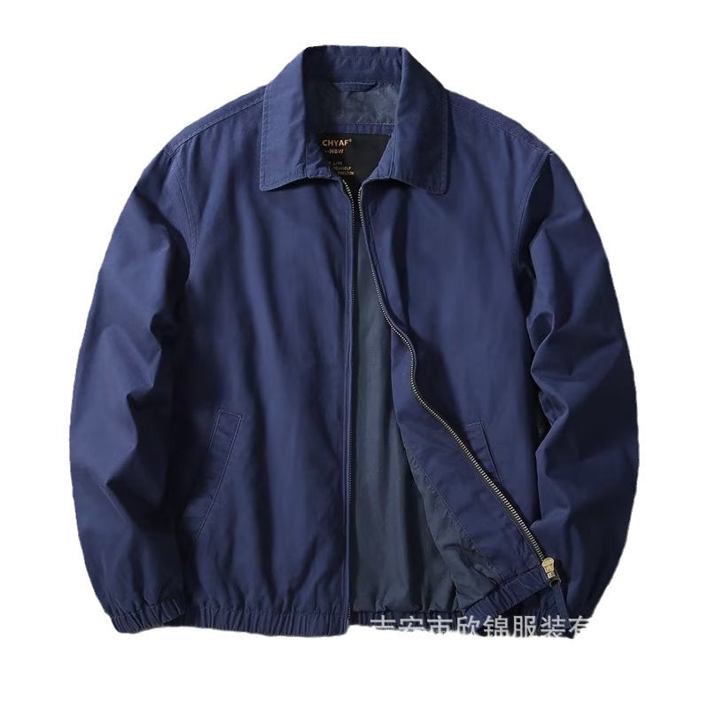 [WHOLESALE ONLY - CONTACT TO ORDER] Men's Classic Cotton Blend Turn-Down Collar Zip-Up Harrington Bomber Jacket [AW-243]