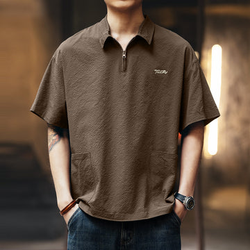 Men’s Quick-Dry Polo Shirt – Lightweight Textured Cooling Fabric, Relaxed Fit Summer Tee[NA-013]