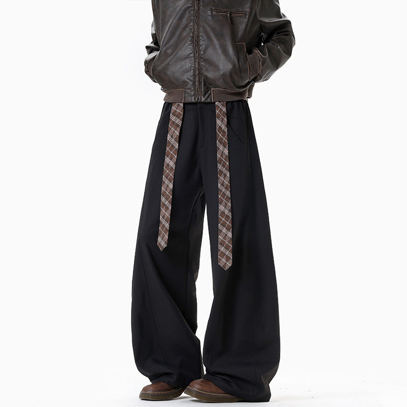 Belted Cargo Trousers – Men & Women, Fall Season, Plus Size, American Vintage, Straight & Wide Leg, Draped Fit[DROP3-004]