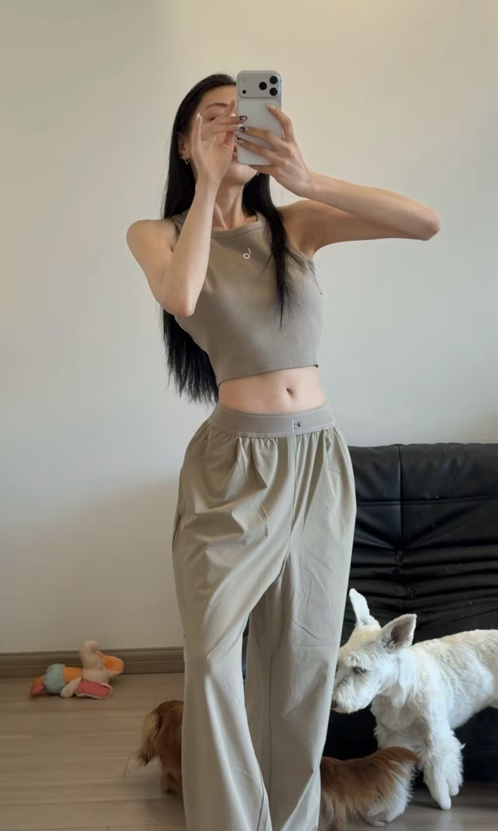 [WHOLESALE ONLY - CONTACT TO ORDER] Women's High-Waisted Wide-Leg Cotton Poplin Trousers (Khaki Taupe) - Catalog Display Only (Do Not Order Directly)