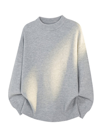 [WHOLESALE ONLY - CONTACT TO ORDER] Unisex Oversized 70% Combed Cotton Heavyweight Ribbed Crewneck Knit Pullover Sweater (Heather Grey) [AW-397]