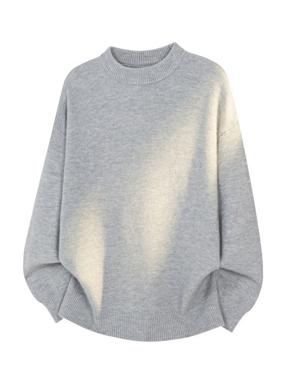 [WHOLESALE ONLY - CONTACT TO ORDER] Unisex Oversized 70% Combed Cotton Heavyweight Ribbed Crewneck Knit Pullover Sweater (Heather Grey) [AW-397]