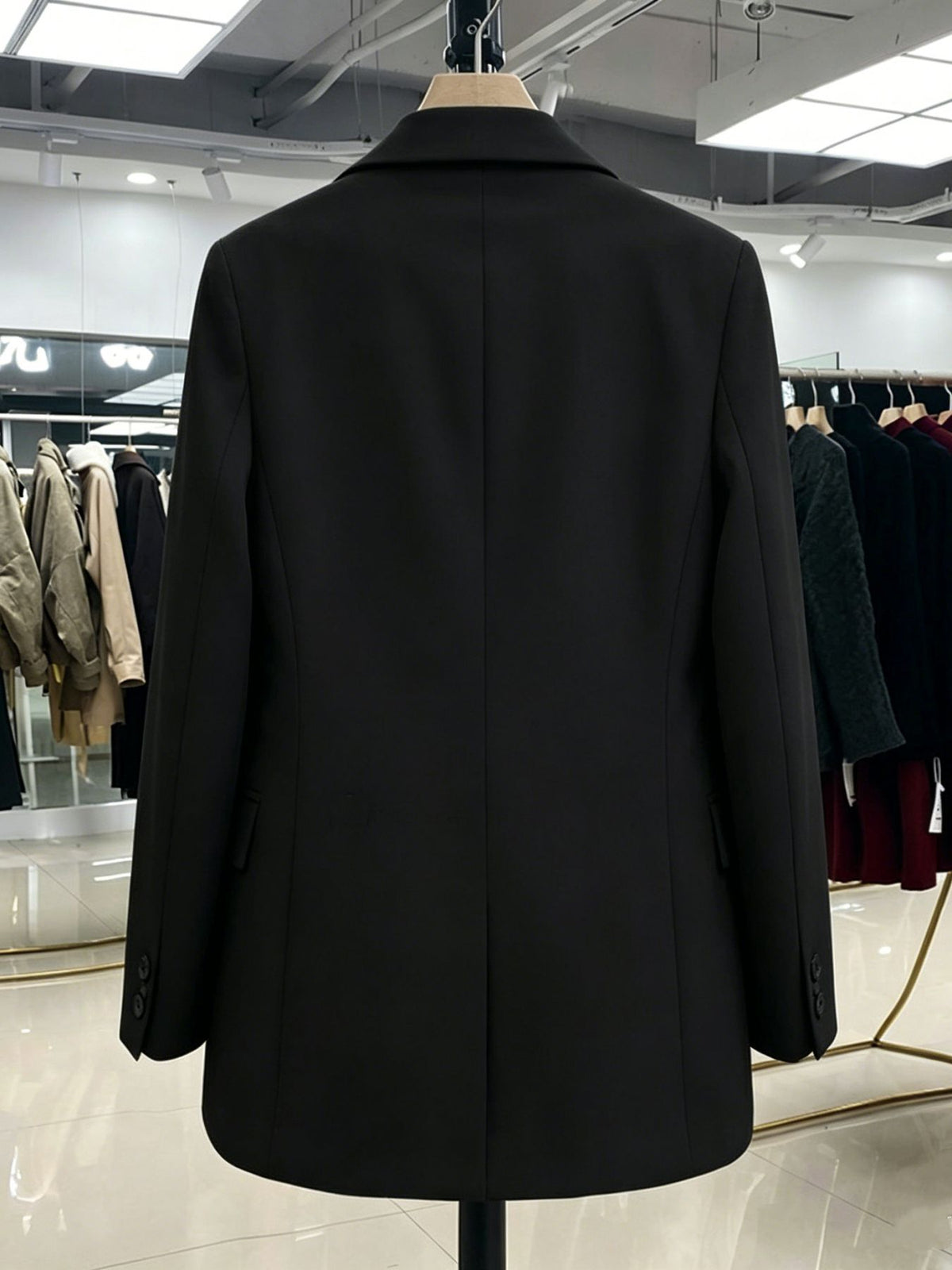 [WHOLESALE ONLY - CONTACT TO ORDER] Women's Oversized Double-Breasted Notch Lapel Heavyweight Twill Suit Blazer (Classic Black) [AW-392]