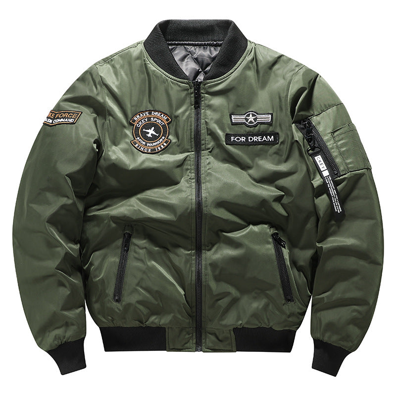 [WHOLESALE ONLY - CONTACT TO ORDER] Men's Military Tactical MA-1 Flight Bomber Jacket with Embroidered Badges & Sleeve Utility Pocket [AW-247]