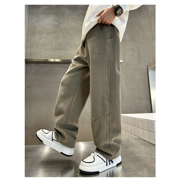 [WHOLESALE ONLY - CONTACT TO ORDER] Kids Unisex Heavyweight 75% Cotton Fleece Deconstructed Seam Wide-Leg Baggy Sweatpants (Earthy Taupe Olive) [KW-182]